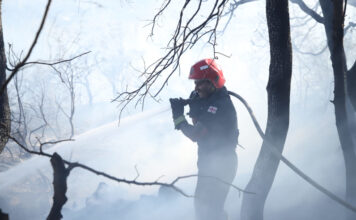 ბაღდათში, სოფელ ხანის მიმდებარედ, შერეული ტყის ფერდობზე ხანძარია